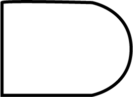 a shape with one side, three edges, two corners